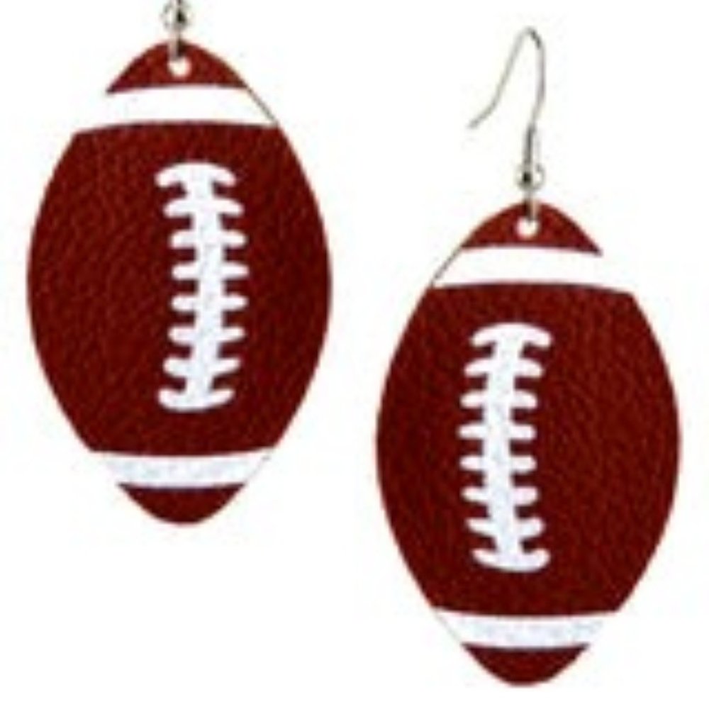 NWT Womans Football Faux Leather Earrings